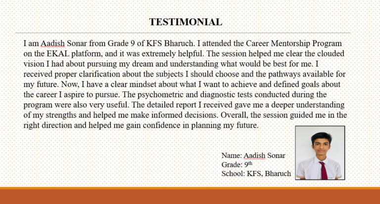 Testimonial - CMP (Aadish Sonar Cl-9)