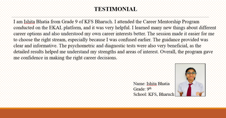 Testimonial - CMP (Ishita Bhatia Cl-9)