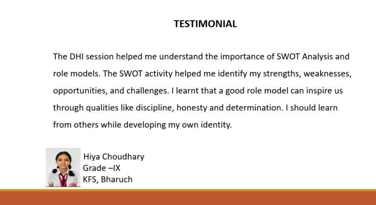 Student Testimonial - Hiya Grade 9 (DHI-SWOT)