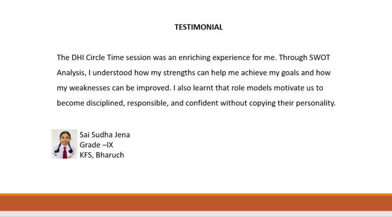 Testimonial - Sai Sudha Jena Grade IX
